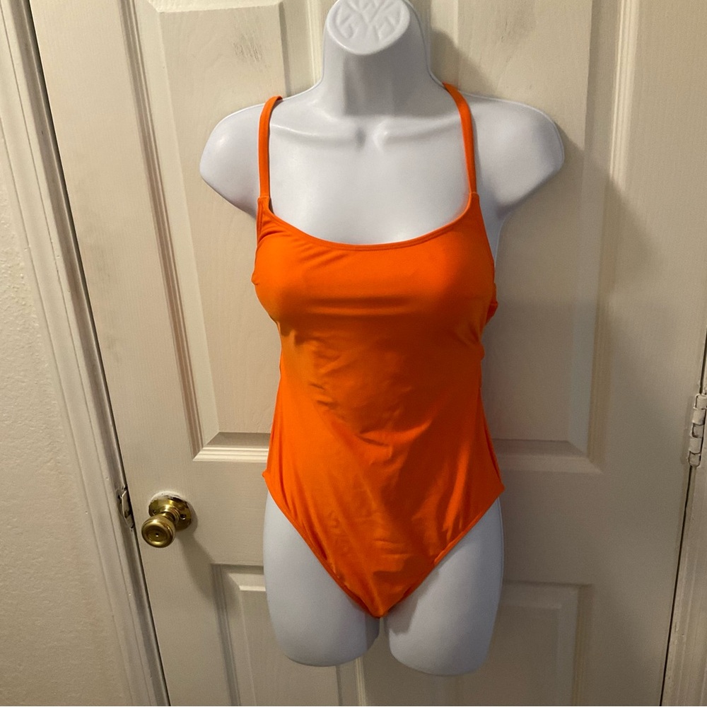 SeaSelfie  Orange One-Piece Swimsuit Classic Scoop Design